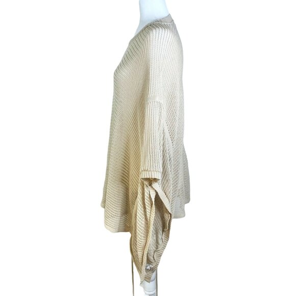 Ana A New Approach 3X Beige Open-Knit Poncho Sweater With Side Ties Beach Pool - Picture 4 of 8